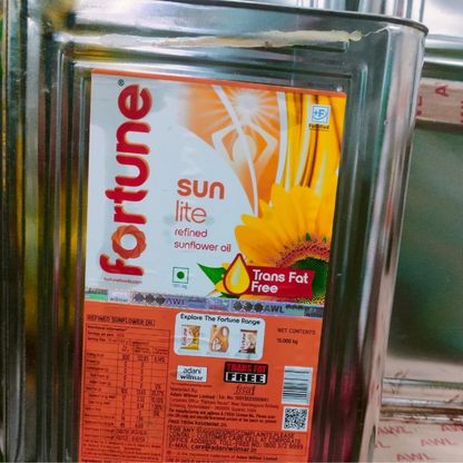 Fortune Sunlite Refined Sunflower Oil (Suryamukhi Tel) 15kg Tin