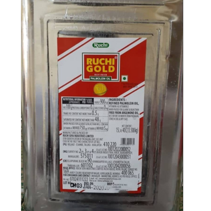 Ruchi Gold Refined Palmolein Oil 15Kg Tin